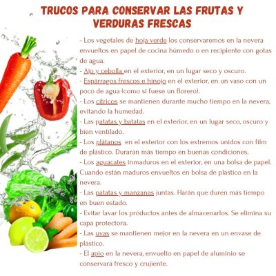 TRUCOS PARA CONSERVAR LAS FRUTAS Y VERDURAS FRESCAS